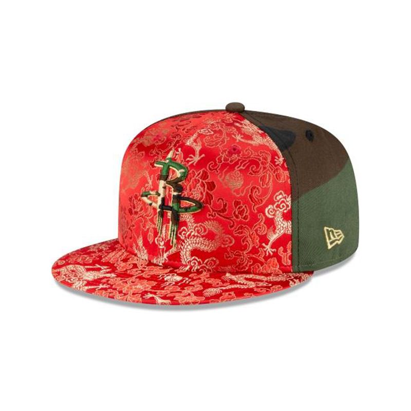 NBA Houston Rockets Dragon Satin 59Fifty Fitted (REO3428) - Green New Era Caps